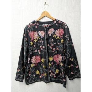 VTG Bedford Fair Embroidered Jacket Floral Dark Romantic Y2K Fairy Boho Size 1XW